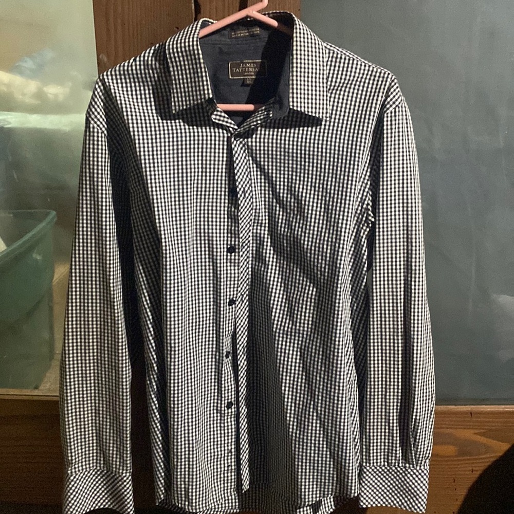 Black and White Plaid Mens dress shirt